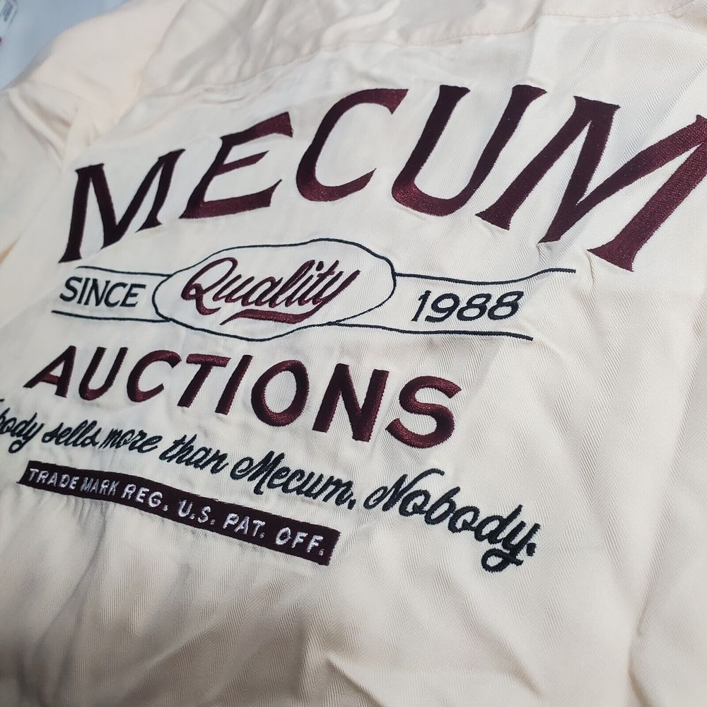 Mecum Auctions Shirt Men's 3XL peach Embroidered Work Button Down Memorabilia